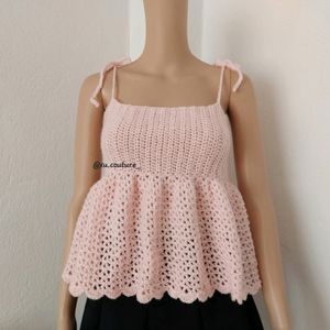 Crochet Ruffled Spaghetti Strap Top