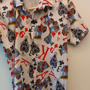 Men Playing Cards Printed Shirt