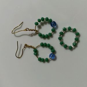 Emerald Earring &ring Set Handmade