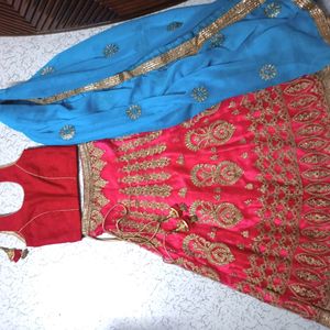 Wedding Lehenga With Long Dupatta Ghagra Style