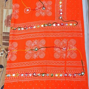 Cotton Dupatta With Mirror Work.