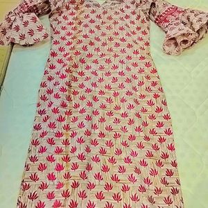 Straight Kurti With Bells Sleeves