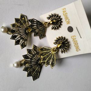Golden Peacock Earring