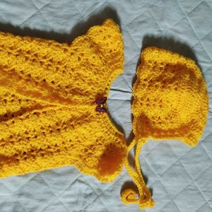 Cute Baby 0- 6 Months Cardigan And Cap