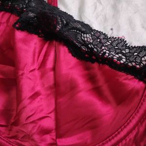 Maroon Satin Bra