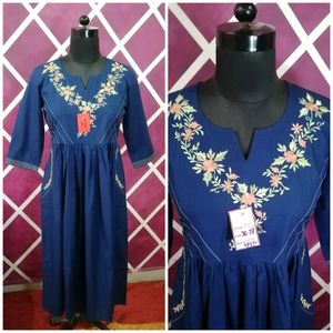 New Blue Embroidery Kurti