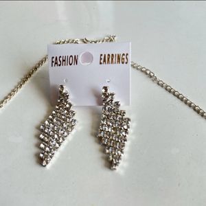 Rhinestone A.D Necklace with Earrings