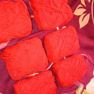 Set Of Six Red Wool