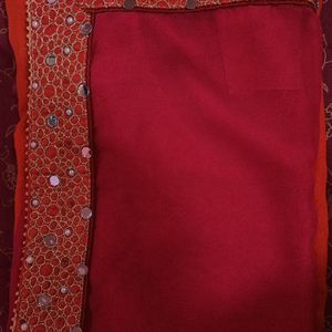 Pink N Orange Color Combination Saree