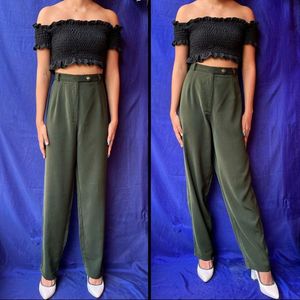 Dark Green Straight Trousers