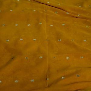 yellow Georgette saree