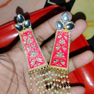 Beautiful Golden 💖 Pink Colour Earrings 😍