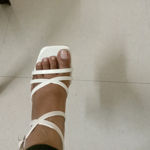White Block Heels