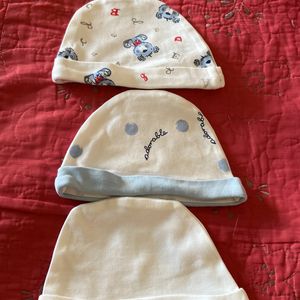 Baby Cap - Set Of 3 - Blue White