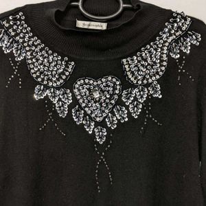 Black Embroidery Sweater