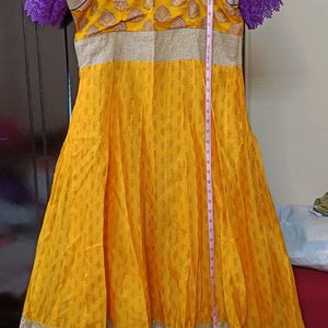 Yellow Nd Purple Combination Dress