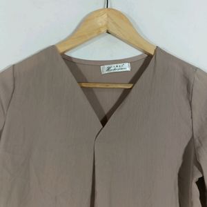 Brown Plain Casual Top (Women)