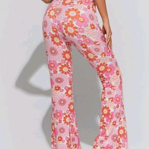 Pink Flower Print Women Pant