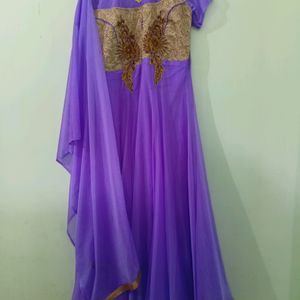 Violet Gown With Dupatta