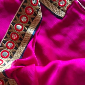 Saree With Embroidery Work Stiched Blouse