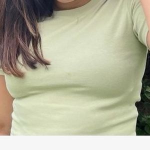 Light Green Zara Cropped Top