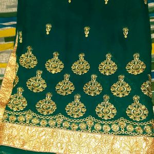 Party Wedding Wear Golden Printed Saree