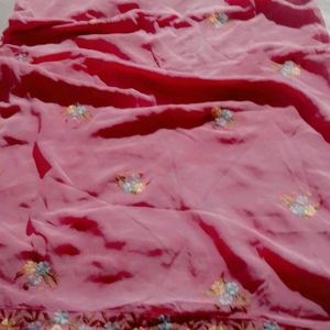 Rose Colour Silk Shalwar Kmeez Duptta