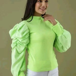 Puff Long Sleeve High Neck Top