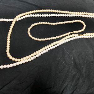 Set Of 2 White Pearl Necklace