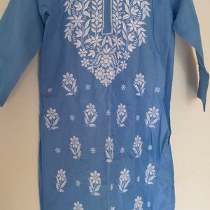 Blue Chikenkari Kurti