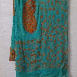 2 Cotton Kurtas,1 Shawl-cream,grey ,green Duppatta