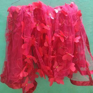 Net Embroidery Pink Dupatta.