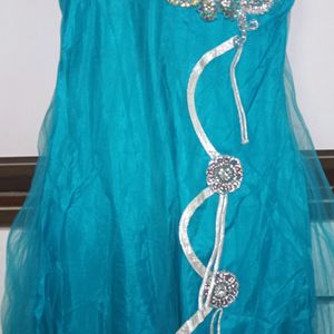 Blue Party Wear Net Dress