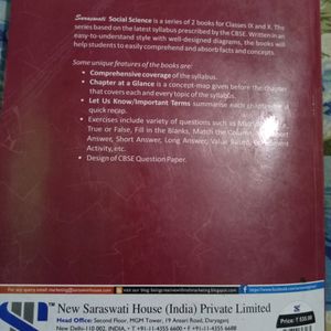 Saraswati Social Science  Cbse Class 9 Book