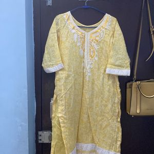 yellow embroided kurta