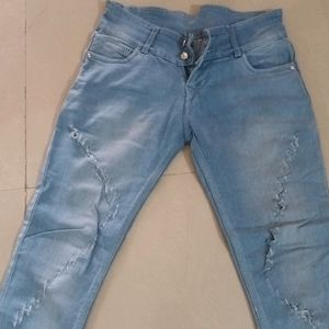 Blue Cut Work Jeans