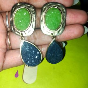 Green And Blue Stone Earrings