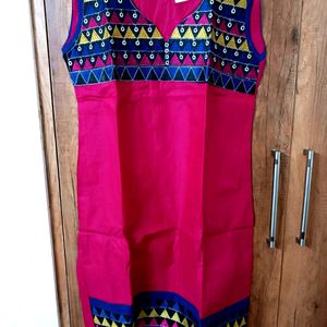 MSized Aline Kurta Embroidery On Neck&Border