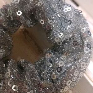 I Am Selling Silver Glitter Sequins Scrunchie