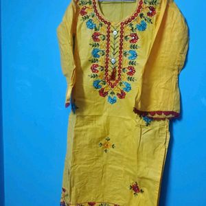 Haldi Embroidery Suit With Dubatta