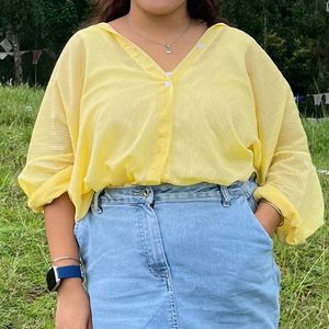 Yellow Oversized Striped Shirt