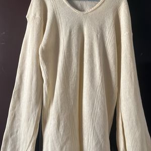 Cream Long Woollen sweater