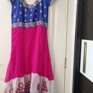 Beautiful Pink & Blue Anarkali Dress