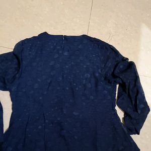 Madame Printed Blue Top With Round Neck