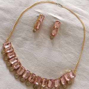 Pink Stone Necklace Set