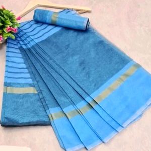 Striped Traditional Saree with Zari Border