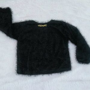 Fancy Trending Fur Black Net Top For Women & girls