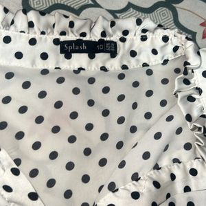 Flounce Polka Dot Top