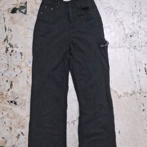 Black Denim With Side Cut Pattern