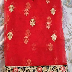 Beautiful Blue Lehanga With Red Dupatta